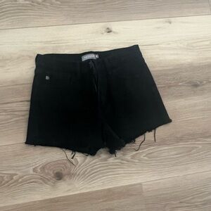 Black Distressed Denim Shorts